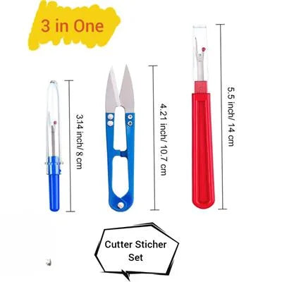 3 IN ONE Pcs Stitch Thread Cutter, Plastic Handle Craft Thread Cutter Transparent Ripper Stitch