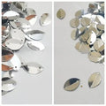 10 Gm Folded Oval Boat Shape, Small and Big Size Sequins (11 mm & 14mm) in Silver