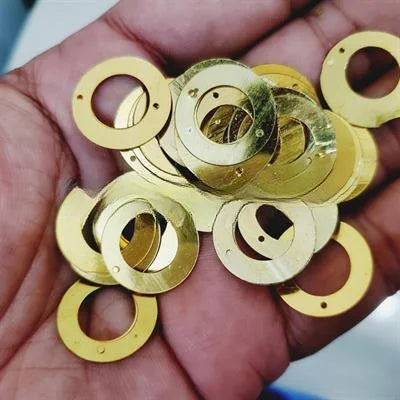 10 gm Sequins, Gold colour, Round Shape, DIY Craft Sets 18mm Rings Shape