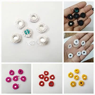 12 Pcs Glass Cover Mirror Beads For Art And Craft And Also Used In Embroidery 17mm