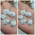 15 Pcs Embroidery Craft Material Gota Patti Golden Flowers (15 mm) Silver Rose