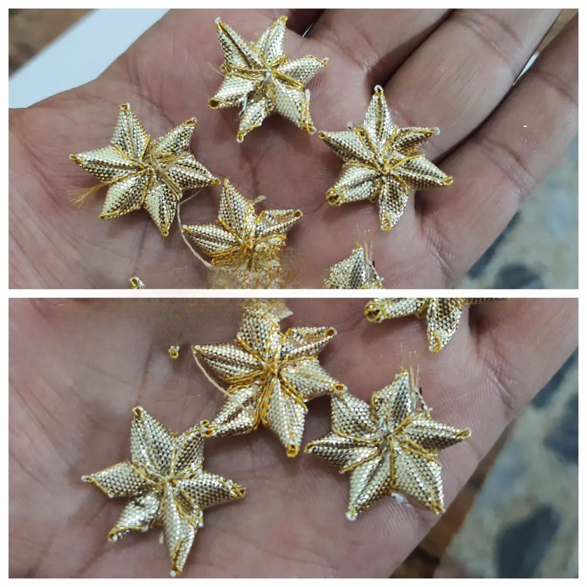 15 Pcs Embroidery Craft Material Gota Patti Golden & SIlver Flowers (2.7 cm)