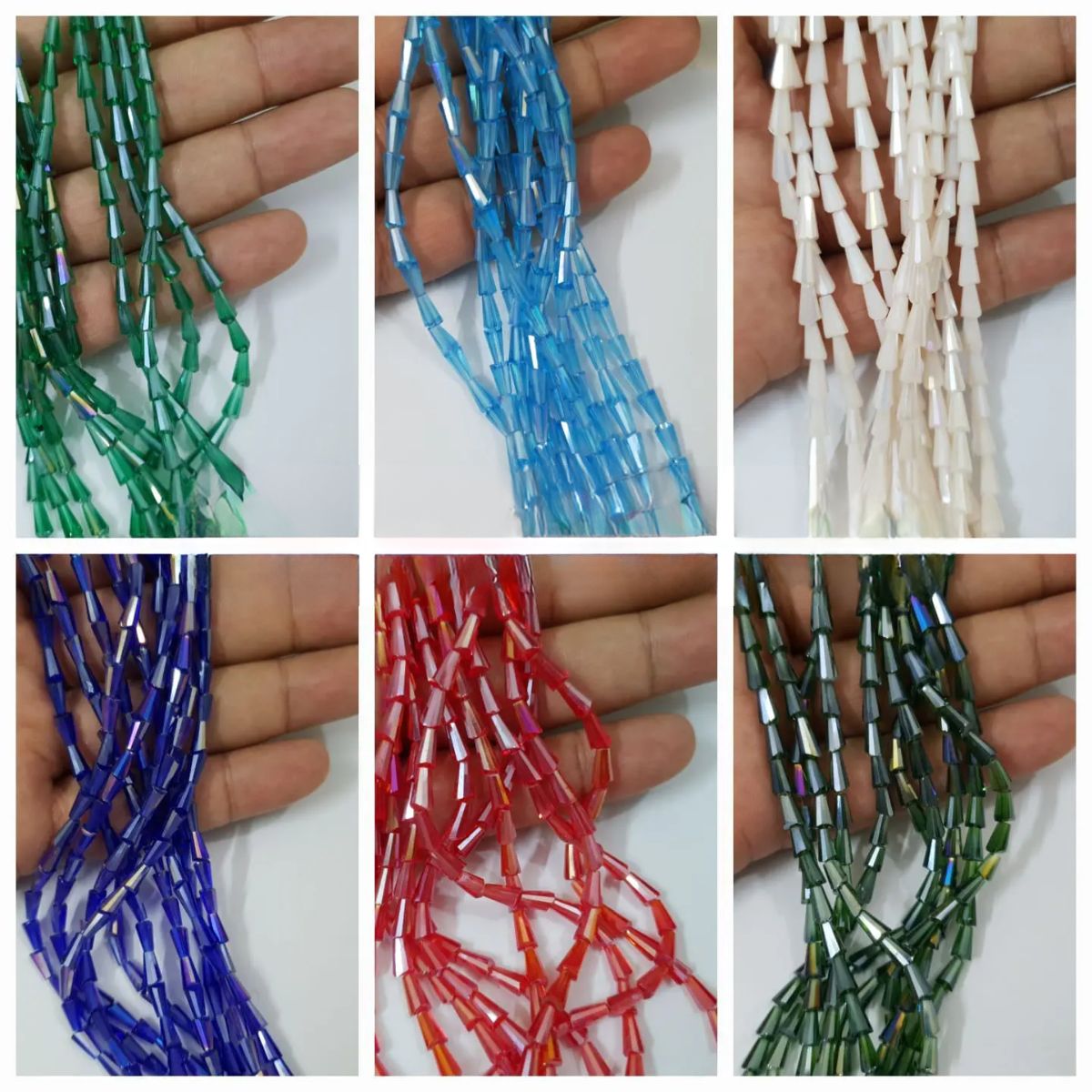 1 String Cone Shape Beads Sewing Crafts In Various Colors Size (4x8 mm)