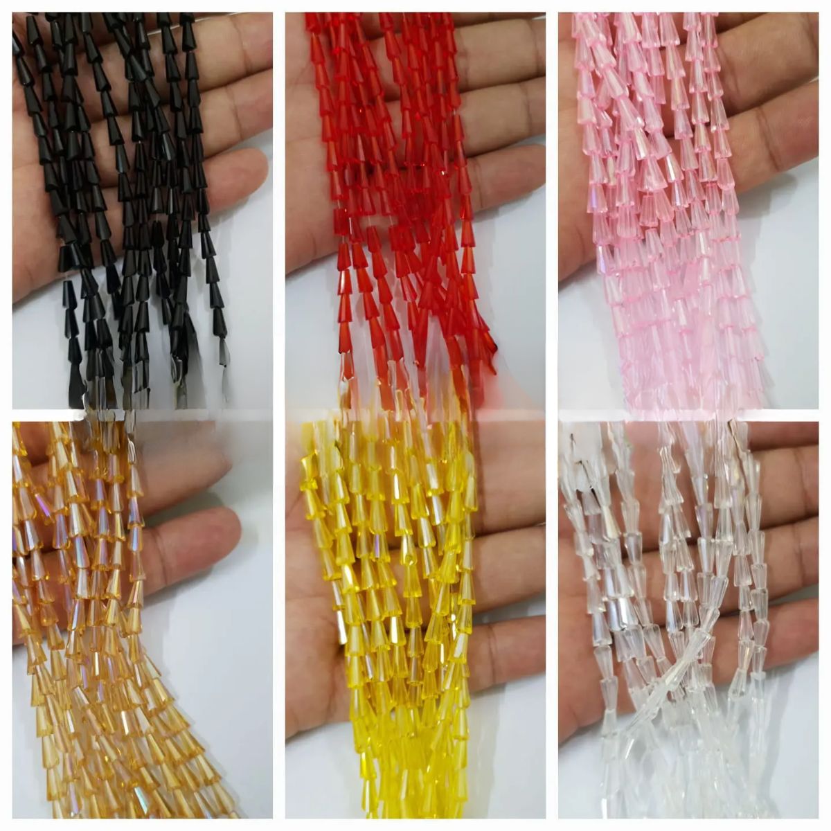 1 String Cone Shape Beads Sewing Crafts In Various Colors Size (4x8 mm)