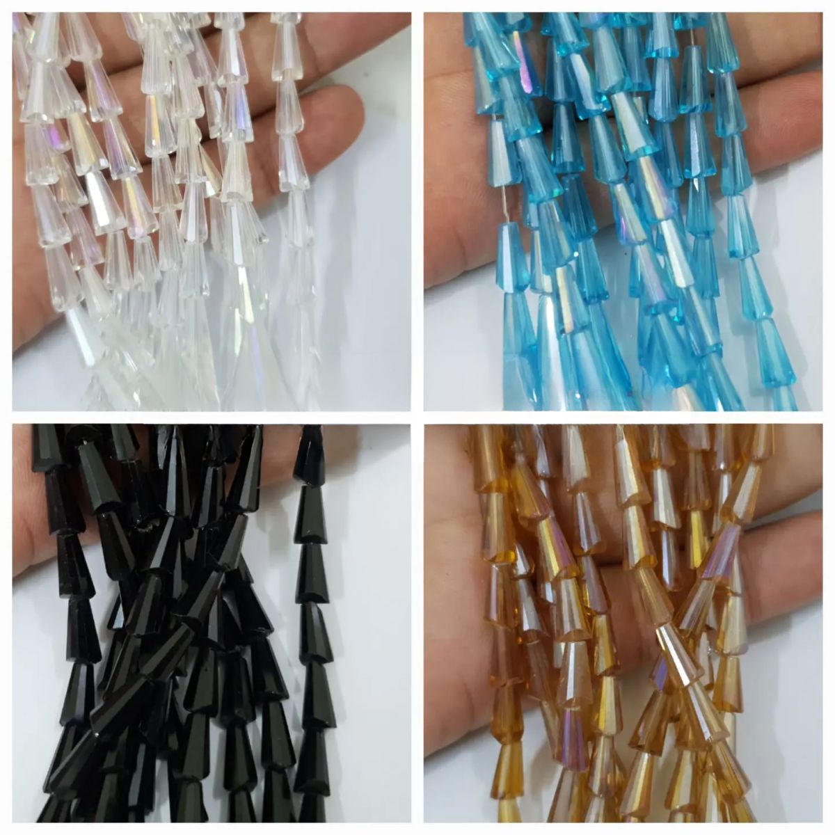 1 String Cone Shape Beads Sewing Crafts In Various Colors Size (6x12 mm)