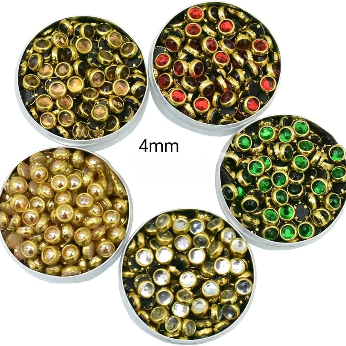 1 tola 4mm Real Kundan Beads DIY Sewing Jewelry Decoration, Round Shape 4mm