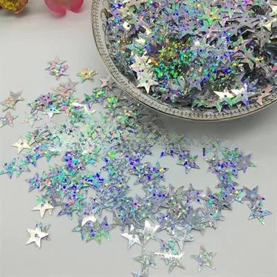 2 Tola Star Silver Sequins For Crafts With Middle Hole Hologram Spangle Loose Flat Garment Accessories