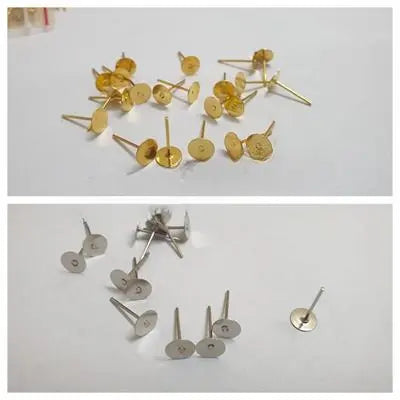 24 Pcs Stud, Iron Flat Earring Earrings Post Stud Jewelry Making Findings Accessories