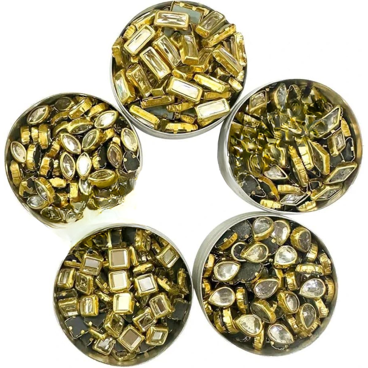250 Pcs Round Shape Kundan Stone in Flat Back Mount/Kundan Beads for decoration