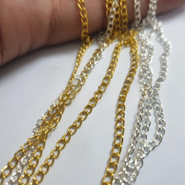 2 Meter Gold & Silver Chains For Making Crafts Jewellery Sets