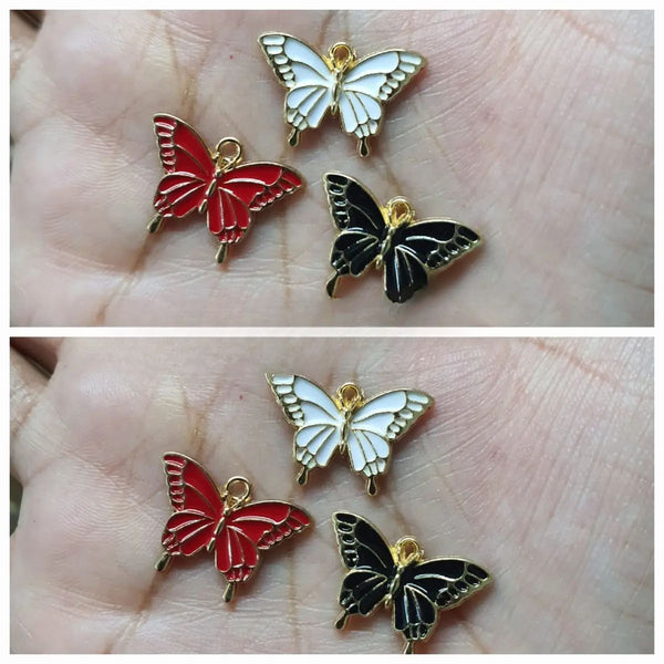 2 Pcs Cute Colorful Butterfly Charms Gold Plated Butterfly Crafts Making Accessories