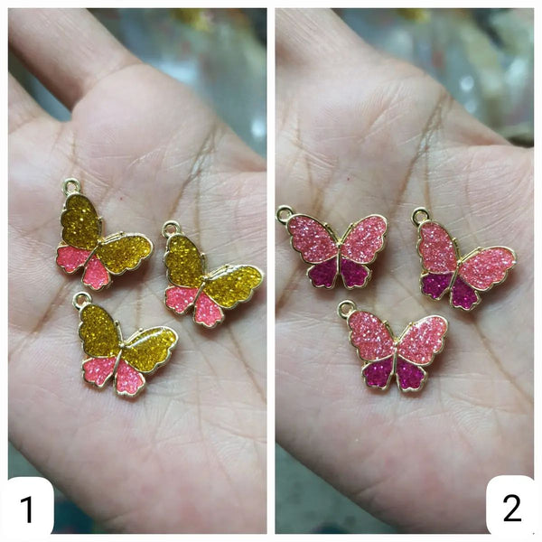 2 Pcs Cute Colorful Butterfly Charms Gold Plated Butterfly Crafts Making Accessories