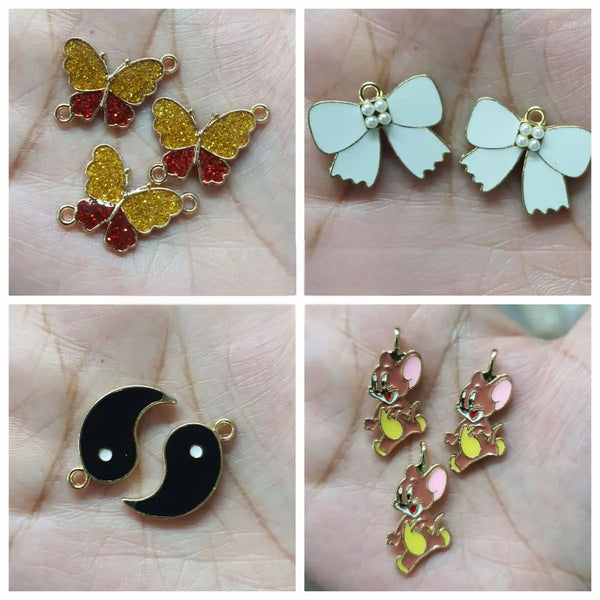 2 Pcs Cute Colorful Mixed Gold Plated Butterfly Crafts Making Accessories