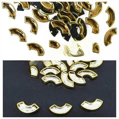 30 Pcs, Real Kundan Beads DIY Sewing Jewelry Decoration Size C Shape Size, 12X6mm