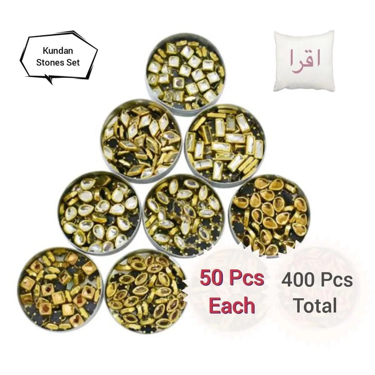 400 Pcs MULTIPLE Shape Kundan Stone in Flat Back Mount/Kundan Beads for decoration