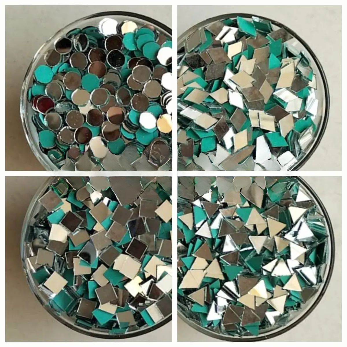 400 Pcs (100 Pcs Each) Dimond/Square/Triangle/Round Shape Mirror Craft And Also Used In Embroidery