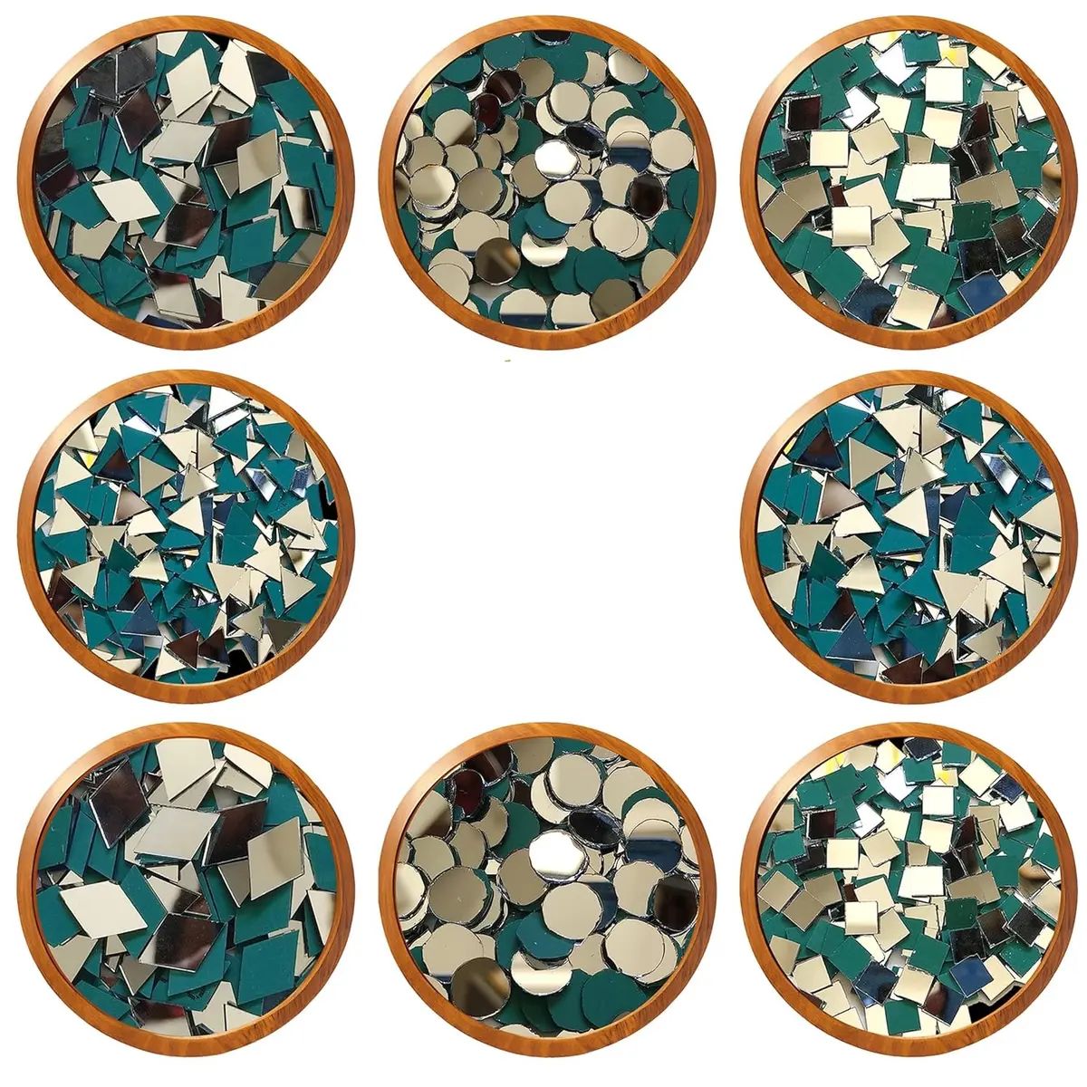 400 Pcs (50 Pcs Each) Small Mirrors for Decorative DIY Crafts Works In various shapes