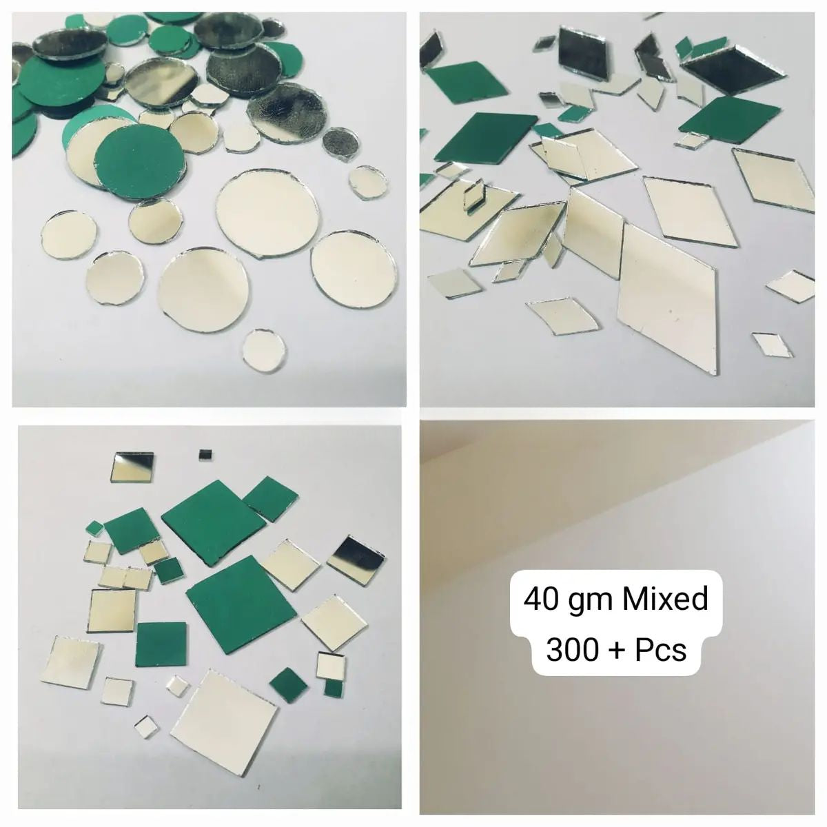 40 gm (300 Plus Pcs) Mixed Sizes Square Shape Mirror Craft And Also Used In Embroidery