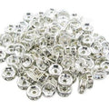 50 Pcs 8mm Metal Silver Spacer Beads Crystal Rhinestone Beads for DIY Crafts