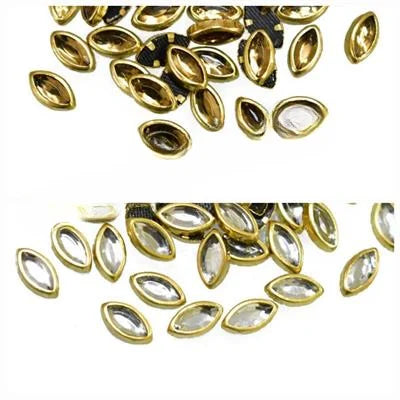 50 Pcs, Real Kundan Beads DIY Sewing Jewelry Decoration, Leaf Shape SIZE 5x9MM