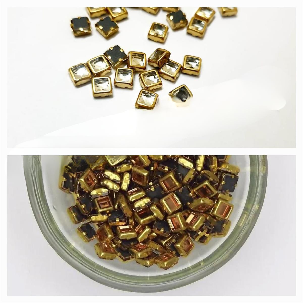 50 Pcs Silver Square Kundan Stone (5x5mm)