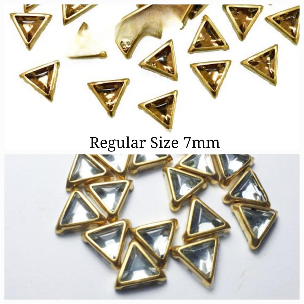 50 Pcs, Real Kundan Beads DIY Sewing Jewelry Decoration, TRIANGLE SIZE 7MM