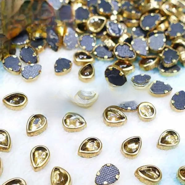 50 Tear Drop Shape White Color Flatback Crystal Kundan Stone (6x4mm)