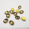 12 Pcs Colorful Oval Glass Sew On Rhienstones with Golden Base Crystal Clipstones