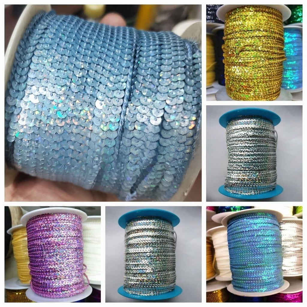 5 yards/Lot Colorful Loose Round Flat Sequins Laser Giltter Sequins for Crafts 3mm Trim