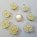 6 Pcs Acrylic Flower Caps off White Color Pearl flowers beads With Holes 24mm