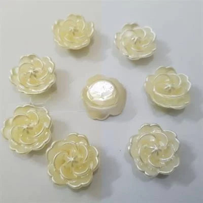 6 Pcs Acrylic Flower Caps off White Color Pearl flowers beads With Holes 24mm