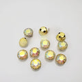 12 Pcs Round Glass Sew On with Golden Base Crystal Clipstones ( 1cm )