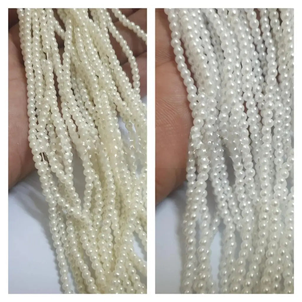 Buy 1 Get 1 Free 100 Pcs Round Beads 3mm White &amp; Offwhite Craft Sets