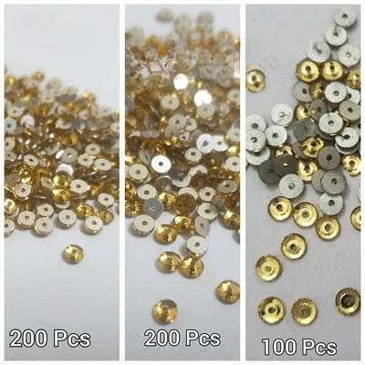 1 Pack Crystal Acrylic Sew On Rhinestones Tiny Flatback Beads DIY Crafts, Gold (3mm,4mm,5mm,8mm)