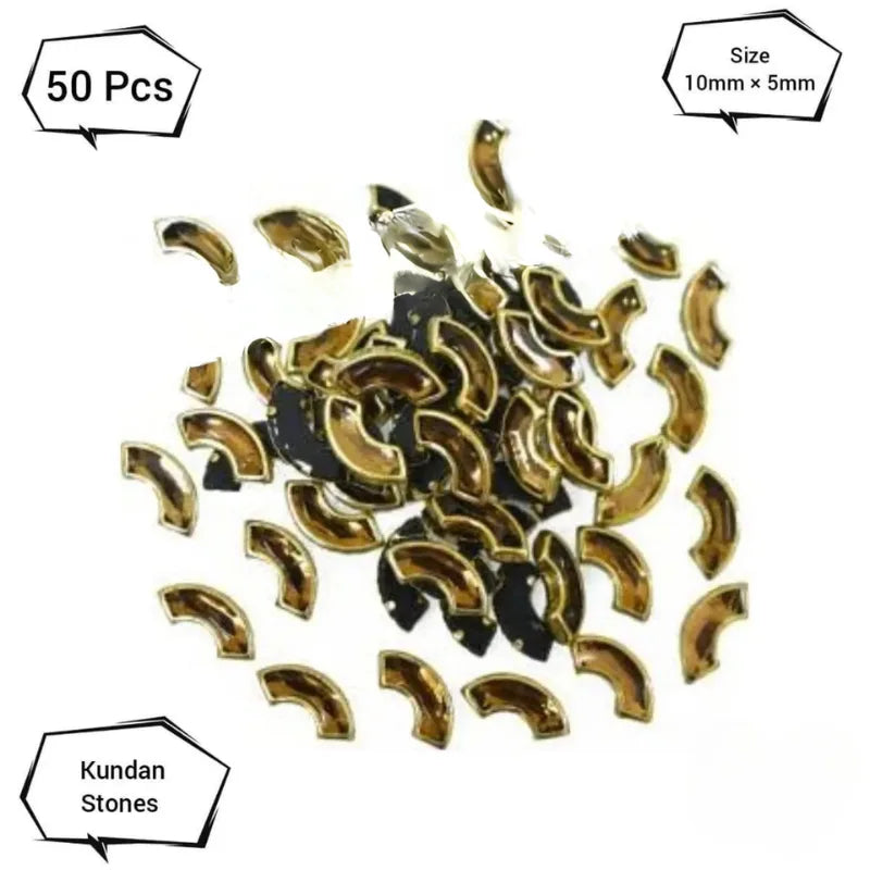 50 Pcs, Real Kundan Beads DIY Sewing Jewelry Decoration, C-Shape SIZE 10x5MM