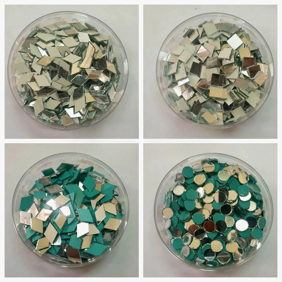 Pack Of 400 Pcs Round, Square Shape DIY Small Craft Mirrors (100 Pcs Each)