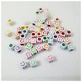 Pack of 50 Pcs Acrylic Faces Letter Beads in a (Square 6 mm)