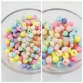 20 gm Mixed Light Color Round Acrylic Pearls Plastic Beads With Hole 6mm/8mm