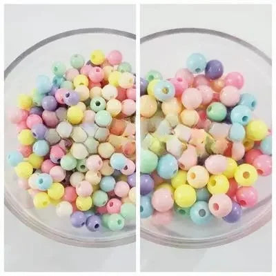 20 gm Mixed Light Color Round Acrylic Pearls Plastic Beads With Hole 6mm/8mm
