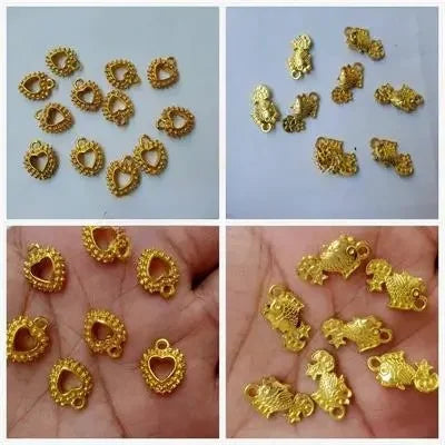 Pack of 5 Pcs Heart and Fish Shape Metal Earring in Gold