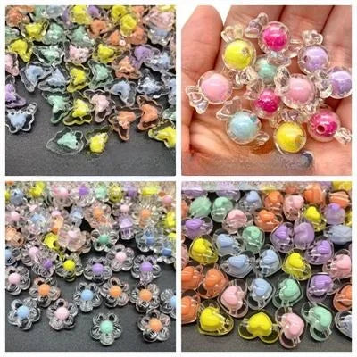 10 gm Acrylic Beads Multicolor Plastic for Making DIY Craft In Various Shapes
