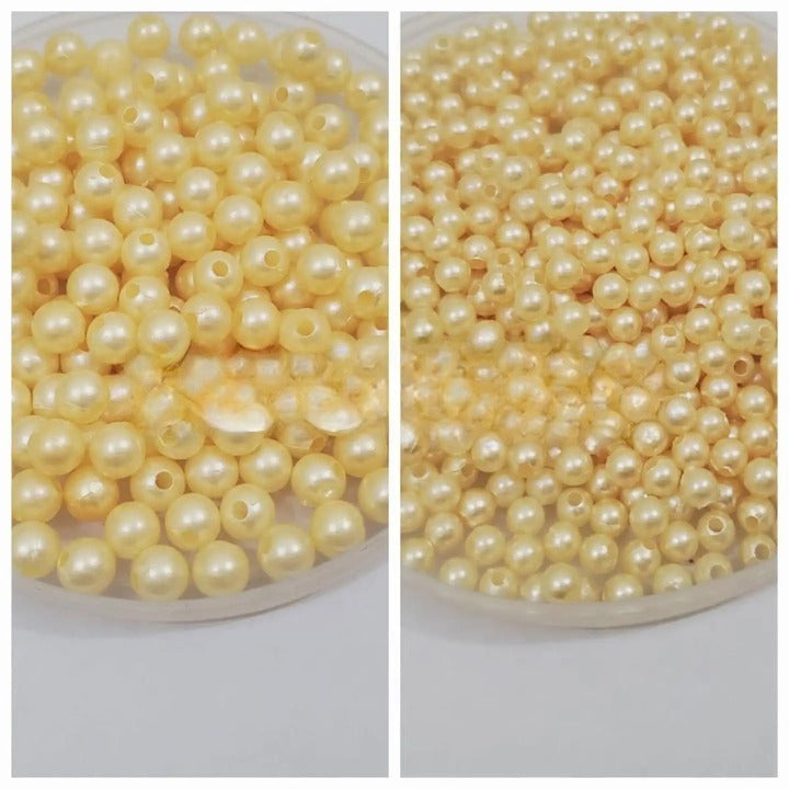 10 gm Round Beads Craft Sets DIY Findins 6mm & 4mm Light Yellow Color