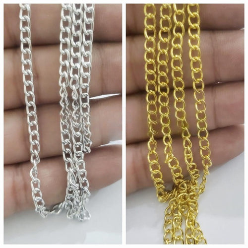 1 Gaz Stainless Steel Chains Silver & Golden Color Necklace Link Chains for DIY 4mm