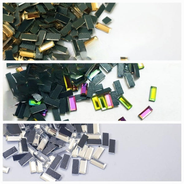 100 Pcs rectangular Mirror Crystals Glass Beads In Silver/Gold 3/6mm Crafts DIY Findings
