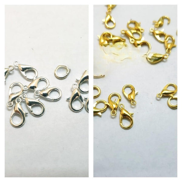 10 Pcs Gold & Silver Plated Lobster Clasp Hooks for Necklace&Bracelet Chain DIY Fashion Jewelry Findings