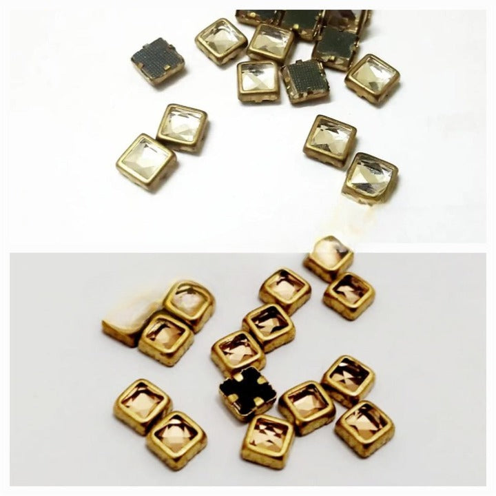 40 Pcs Silver Square Kundan Stone (6x6 mm)