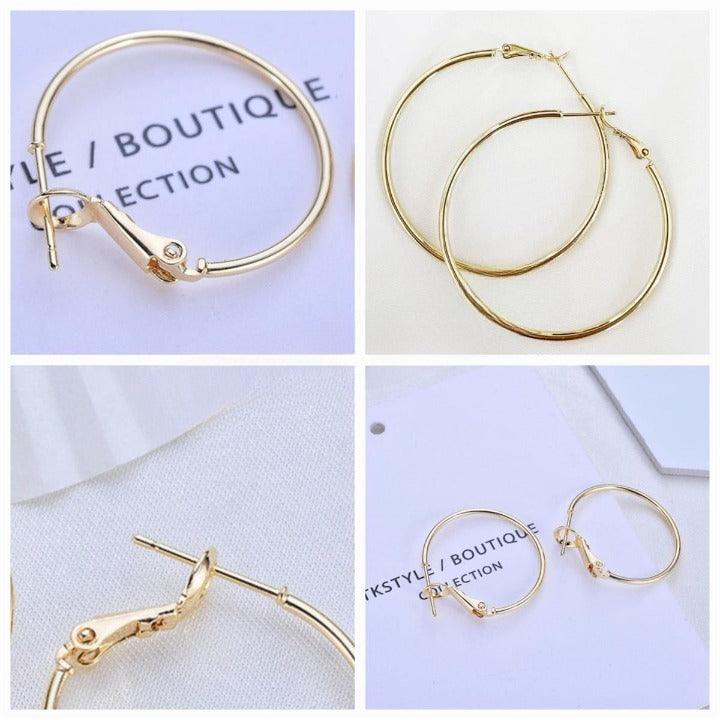 Pack of 10 Pcs Small and Large Gold Hoop Earrings