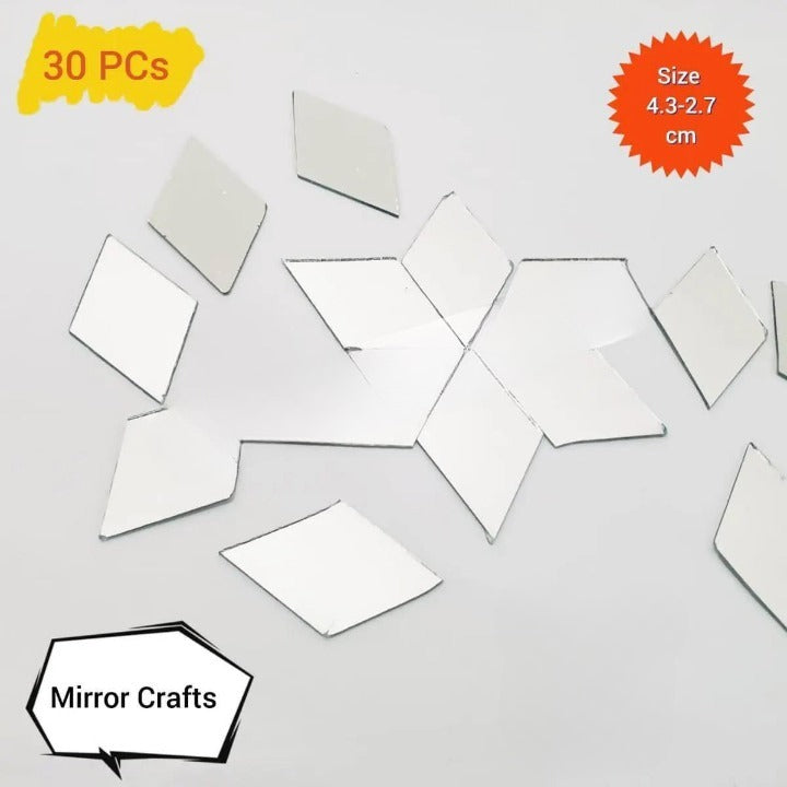 Embroidery Glass Diamond Shape Mirrors For Art And Craft 30 Pcs