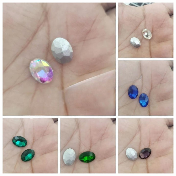 6 Pcs Oval Glass Rhienstones Crystal Small DIY Crafts