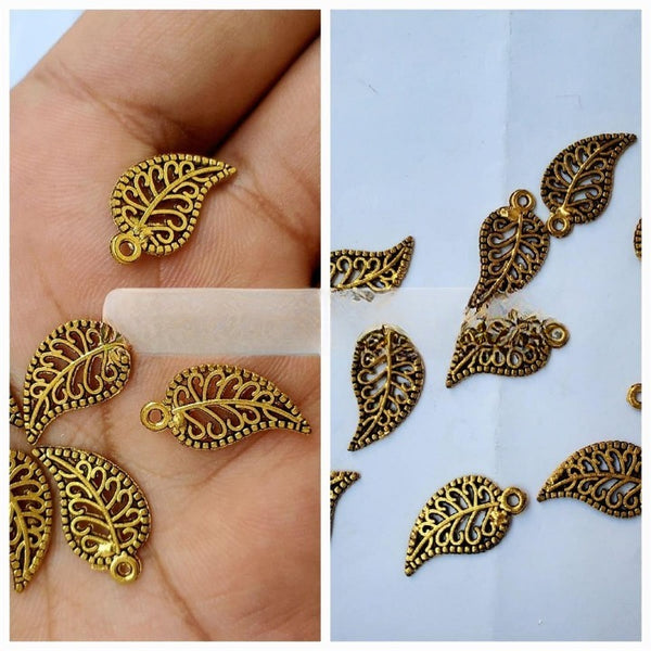 5 Pcs Golden Acylic Tassel making End Caps Crafts DIY Arts Making Metal 18mm Leaf